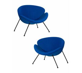 Набор 2 шт Кресло дизайнерское DOBRIN EMILY, синяя ткань AF6, черное основание, Вариант: синяя ткань AF6, черное основание | Интернет магазин мебели и декора LifeDekor