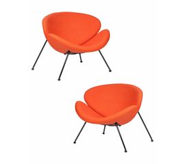Набор 2 шт Кресло дизайнерское DOBRIN EMILY, оранжевая ткань AF, черное основания, Вариант: оранжевая ткань AF, черное основания | Интернет магазин мебели и декора LifeDekor