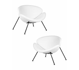 Набор 2 шт Кресло дизайнерское DOBRIN EMILY, белый винил YP17, черное основание, Вариант: белый винил YP17, черное основание | Интернет магазин мебели и декора LifeDekor