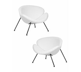 Набор 2 шт Кресло дизайнерское DOBRIN EMILY, белый (букле) ткань, черное основание, Вариант: белый (букле) ткань, черное основание | Интернет магазин мебели и декора LifeDekor