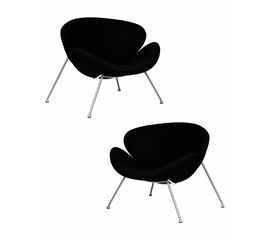 Набор 2 шт Кресло дизайнерское DOBRIN EMILY, черный ткань AF9, хромированная сталь, Вариант: черный ткань AF9, хромированная сталь | Интернет магазин мебели и декора LifeDekor