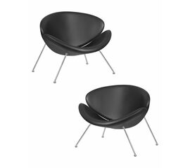 Набор 2 шт Кресло дизайнерское DOBRIN EMILY, черный винил YP16, хромированная сталь, Вариант: черный винил YP16, хромированная сталь | Интернет магазин мебели и декора LifeDekor