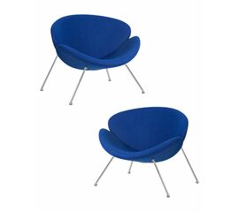 Набор 2 шт Кресло дизайнерское DOBRIN EMILY, синяя ткань AF6, хромированная сталь, Вариант: синяя ткань AF6, хромированная сталь | Интернет магазин мебели и декора LifeDekor