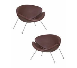 Набор 2 шт Кресло дизайнерское DOBRIN EMILY, коричневый винил YP5, хромированная сталь, Вариант: коричневый винил YP5, хромированная сталь | Интернет магазин мебели и декора LifeDekor