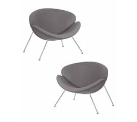 Набор 2 шт Кресло дизайнерское DOBRIN EMILY, серая ткань AF7, хромированная сталь, Вариант: серая ткань AF7, хромированная сталь | Интернет магазин мебели и декора LifeDekor