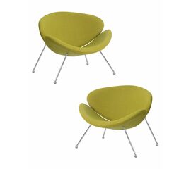 Набор 2 шт Кресло дизайнерское DOBRIN EMILY, светло-зеленая ткань AF3, хромированная сталь, Вариант: светло-зеленая ткань AF3, хромированная сталь | Интернет магазин мебели и декора LifeDekor