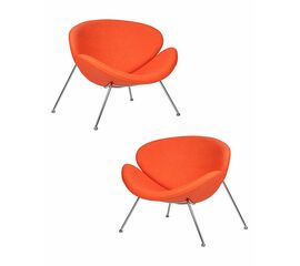 Набор 2 шт Кресло дизайнерское DOBRIN EMILY, оранжевая ткань AF, хромированная сталь, Вариант: оранжевая ткань AF, хромированная сталь | Интернет магазин мебели и декора LifeDekor