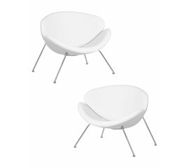 Набор 2 шт Кресло дизайнерское DOBRIN EMILY, белый винил YP17, хромированная сталь, Вариант: белый винил YP17, хромированная сталь | Интернет магазин мебели и декора LifeDekor