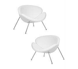 Набор 2 шт Кресло дизайнерское DOBRIN EMILY, белый (букле) ткань , хромированная сталь, Вариант: белый (букле) ткань , хромированная сталь | Интернет магазин мебели и декора LifeDekor