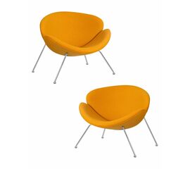 Набор 2 шт Кресло дизайнерское DOBRIN EMILY, желтая ткань AF13, хромированная сталь, Вариант: желтая ткань AF13, хромированная сталь | Интернет магазин мебели и декора LifeDekor