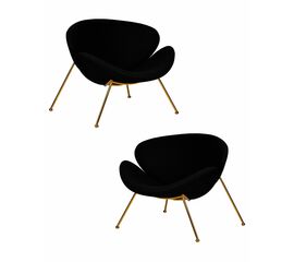 Набор 2 шт Кресло дизайнерское DOBRIN EMILY, черный ткань AF9, золотое основание, Вариант: черный ткань AF9, золотое основание | Интернет магазин мебели и декора LifeDekor