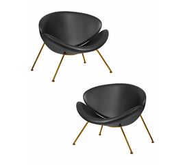 Набор 2 шт Кресло дизайнерское DOBRIN EMILY, черный винил YP16, золотое основания, Вариант: черный винил YP16, золотое основания | Интернет магазин мебели и декора LifeDekor