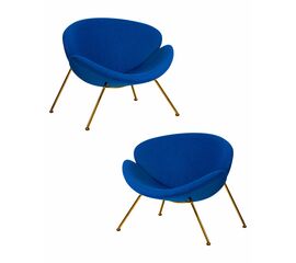 Набор 2 шт Кресло дизайнерское DOBRIN EMILY, синяя ткань AF6, золотое основание, Вариант: синяя ткань AF6, золотое основание | Интернет магазин мебели и декора LifeDekor