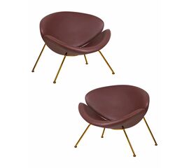 Набор 2 шт Кресло дизайнерское DOBRIN EMILY, коричневый винил YP5, золотое основание, Вариант: коричневый винил YP5, золотое основание | Интернет магазин мебели и декора LifeDekor