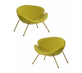 Набор 2 шт Кресло дизайнерское DOBRIN EMILY, светло-зеленая ткань AF3, золотое основание, Вариант: светло-зеленая ткань AF3, золотое основание | Интернет магазин мебели и декора LifeDekor