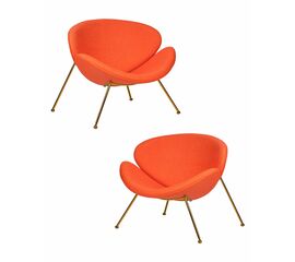 Набор 2 шт Кресло дизайнерское DOBRIN EMILY, оранжевая ткань AF, золотое основание, Вариант: оранжевая ткань AF, золотое основание | Интернет магазин мебели и декора LifeDekor