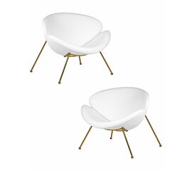Набор 2 шт Кресло дизайнерское DOBRIN EMILY, белый винил YP17, золотое основание, Вариант: белый винил YP17, золотое основание | Интернет магазин мебели и декора LifeDekor