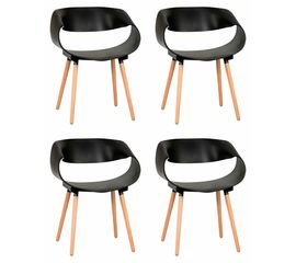 Набор 4 шт Стул обеденный DOBRIN ALIEN, ножки светлый бук, цвет чёрный (B-03), Вариант: ножки светлый бук, цвет чёрный (B-03) | Интернет магазин мебели и декора LifeDekor