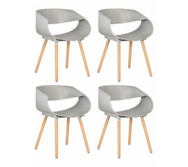Набор 4 шт Стул обеденный DOBRIN ALIEN, ножки светлый бук, цвет светло-серый (GR-01), Вариант: ножки светлый бук, цвет светло-серый (GR-01) | Интернет магазин мебели и декора LifeDekor