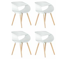 Набор 4 шт Стул обеденный DOBRIN ALIEN, ножки светлый бук, цвет белый (W-02), Вариант: ножки светлый бук, цвет белый (W-02) | Интернет магазин мебели и декора LifeDekor