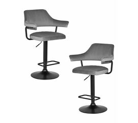 Набор 2 шт Стул барный DOBRIN CHARLY BLACK, серый велюр (MJ9-75), Вариант: серый велюр (MJ9-75) | Интернет магазин мебели и декора LifeDekor