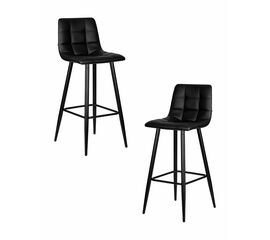 Набор 2 шт Стул барный DOBRIN NICOLE, черные матовые ножки, черная экокожа (P-01), Вариант: черные матовые ножки, чёрная экокожа (P-01) | Интернет магазин мебели и декора LifeDekor