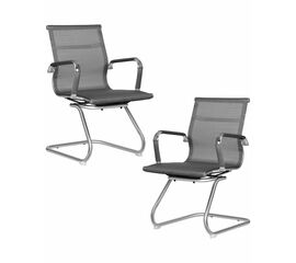 Набор 2 шт Офисное кресло для посетителей DOBRIN CODY MESH, серый, Вариант: серый | Интернет магазин мебели и декора LifeDekor