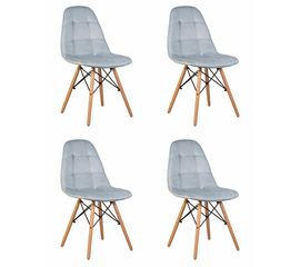 Набор 4 шт Стул обеденный DOBRIN BENNET, ножки светлый бук, пудрово-голубой велюр (HLR-15), Вариант: ножки светлый бук, пудрово-голубой велюр (HLR-15) | Интернет магазин мебели и декора LifeDekor