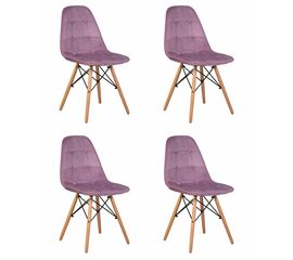 Набор 4 шт Стул обеденный DOBRIN BENNET, ножки светлый бук, пудрово-сиреневый велюр (HLR-27), Вариант: ножки светлый бук, пудрово-сиреневый велюр (HLR-27) | Интернет магазин мебели и декора LifeDekor