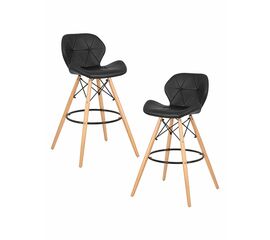 Набор 2 шт Стул барный DOBRIN BUTTERFLY BAR, ножки светлый бук, цвет чёрный, Вариант: ножки светлый бук, цвет чёрный | Интернет магазин мебели и декора LifeDekor