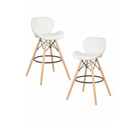 Набор 2 шт Стул барный DOBRIN BUTTERFLY BAR, ножки светлый бук, цвет белый, Вариант: ножки светлый бук, цвет белый | Интернет магазин мебели и декора LifeDekor