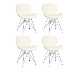 Набор 4 шт Стул обеденный DOBRIN BUTTERFLY CHROME, ножки хром, цвет кремовый, Вариант: ножки хром, цвет кремовый | Интернет магазин мебели и декора LifeDekor