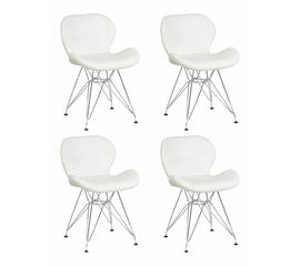 Набор 4 шт Стул обеденный DOBRIN BUTTERFLY CHROME, ножки хром, цвет белый, Вариант: ножки хром, цвет белый | Интернет магазин мебели и декора LifeDekor