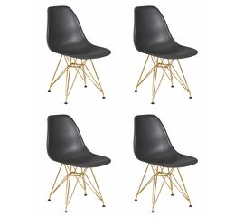 Набор 4 шт Стул обеденный DOBRIN DSR, ножки золотые, цвет тёмно-серый (GR-04), Вариант: ножки золотые, цвет тёмно-серый (GR-04) | Интернет магазин мебели и декора LifeDekor