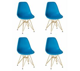 Набор 4 шт Стул обеденный DOBRIN DSR, ножки золотые, цвет голубой (BE-02), Вариант: ножки золотые, цвет голубой (BE-02) | Интернет магазин мебели и декора LifeDekor