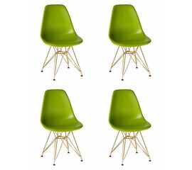 Набор 4 шт Стул обеденный DOBRIN DSR, ножки золотые, цвет салатовый (G-08), Вариант: ножки золотые, цвет салатовый (G-08) | Интернет магазин мебели и декора LifeDekor