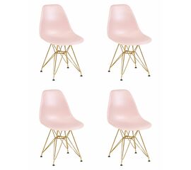 Набор 4 шт Стул обеденный DOBRIN DSR, ножки золотые, цвет светло-розовый (PK-02), Вариант: ножки золотые, цвет светло-розовый (PK-02) | Интернет магазин мебели и декора LifeDekor