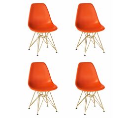 Набор 4 шт Стул обеденный DOBRIN DSR, ножки золотые, цвет оранжевый (O-02), Вариант: ножки золотые, цвет оранжевый (O-02) | Интернет магазин мебели и декора LifeDekor