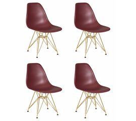 Набор 4 шт Стул обеденный DOBRIN DSR, ножки золотые, цвет сливовый (R-13), Вариант: ножки золотые, цвет сливовый (R-13) | Интернет магазин мебели и декора LifeDekor