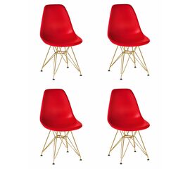 Набор 4 шт Стул обеденный DOBRIN DSR, ножки золотые, цвет красный (R-02), Вариант: ножки золотые, цвет красный (R-02) | Интернет магазин мебели и декора LifeDekor