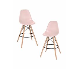 Набор 2 шт Стул барный DOBRIN DSW BAR, ножки светлый бук, цвет сиденья светло-розовый (PK-02), Вариант: ножки светлый бук, цвет сиденья светло-розовый (PK-02) | Интернет магазин мебели и декора LifeDekor