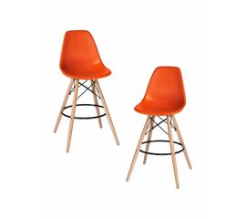Набор 2 шт Стул барный DOBRIN DSW BAR, ножки светлый бук, цвет сиденья оранжевый (O-02), Вариант: ножки светлый бук, цвет сиденья оранжевый (O-02) | Интернет магазин мебели и декора LifeDekor