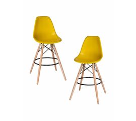 Набор 2 шт Стул барный DOBRIN DSW BAR, ножки светлый бук, цвет сиденья жёлтый (Y-01), Вариант: ножки светлый бук, цвет сиденья жёлтый (Y-01) | Интернет магазин мебели и декора LifeDekor