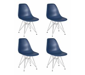 Набор 4 шт Стул обеденный DOBRIN DSR, ножки хром, цвет тёмно-синий (BE-12), Вариант: ножки хром, цвет тёмно-синий (BE-12) | Интернет магазин мебели и декора LifeDekor