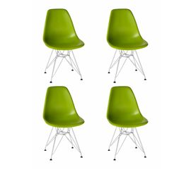 Набор 4 шт Стул обеденный DOBRIN DSR, ножки хром, цвет салатовый (G-08), Вариант: ножки хром, цвет салатовый (G-08) | Интернет магазин мебели и декора LifeDekor
