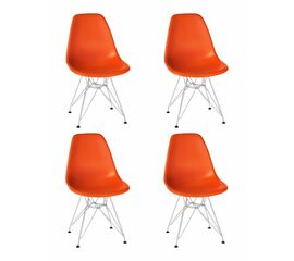Набор 4 шт Стул обеденный DOBRIN DSR, ножки хром, цвет оранжевый (O-02), Вариант: ножки хром, цвет оранжевый (O-02) | Интернет магазин мебели и декора LifeDekor