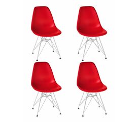 Набор 4 шт Стул обеденный DOBRIN DSR, ножки хром, цвет красный (R-02), Вариант: ножки хром, цвет красный (R-02) | Интернет магазин мебели и декора LifeDekor
