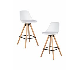 Набор 2 шт Стул полубарный DOBRIN RONNI, ножки светлый бук, белый (ZL-W-02), Вариант: ножки светлый бук, белый (ZL-W-02) | Интернет магазин мебели и декора LifeDekor