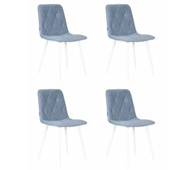 Набор 4 шт Стул обеденный DOBRIN CHILLY ROMBO, Серо-голубой Simple 26, основание белый, Вариант: Серо-голубой Simple 26, основание белый | Интернет магазин мебели и декора LifeDekor