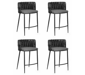 Набор 4 шт Стул полубарный DOBRIN AMELIA COUNTER, серая ткань (F-48), темно-серый винтажный PU (MF-12), Вариант: серая ткань (F-48), темно-серый винтажный PU (MF-12) | Интернет магазин мебели и декора LifeDekor